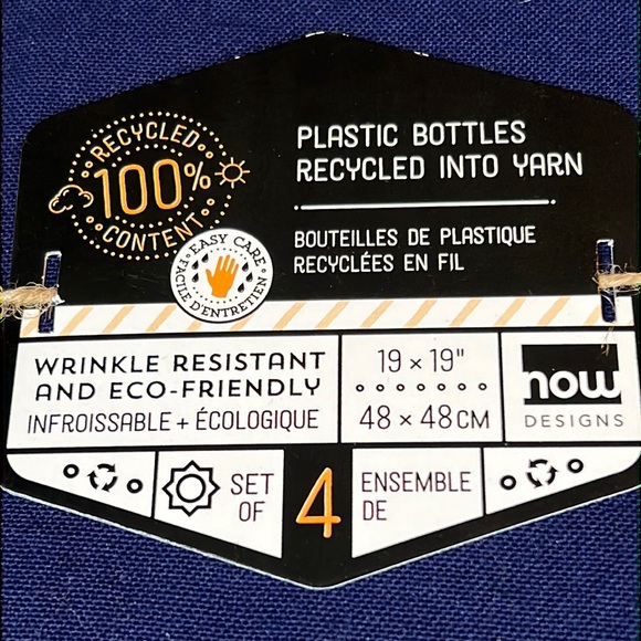 ECO-friendly/wrinkle resistant now DESIGNS 100% recycled content napkins-s/4-NWT - Picture 2 of 9